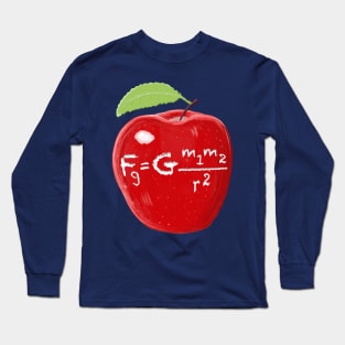 Science Teacher's Isaac Newton Law Of Gravity Apple Long Sleeve T-Shirt